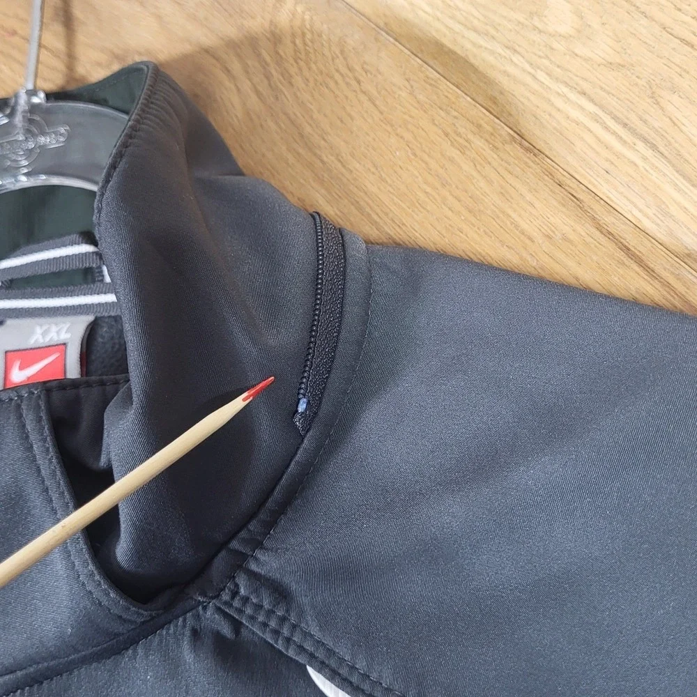 Nike Jacket Mens Size XXL Full Zip Fleece Lined Softshell Piping Gray
